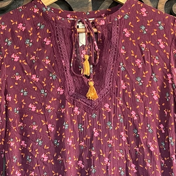 Floral Top Boho Blouse Tassel Tunic Mini Dress (?) Peasant Prairie - Picture 8 of 14